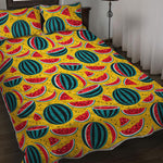 Yellow Watermelon Pieces Pattern Print Quilt Bed Set