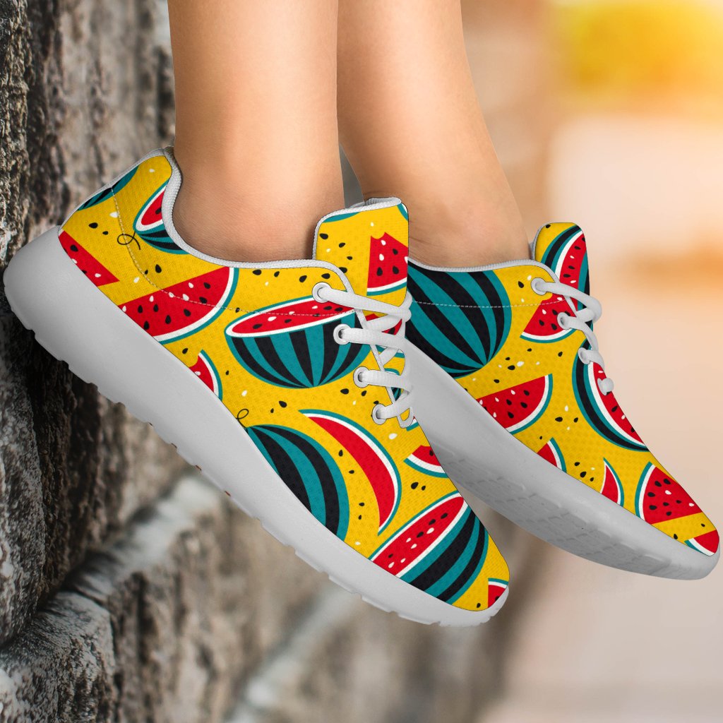 Yellow Watermelon Pieces Pattern Print Sport Shoes GearFrost