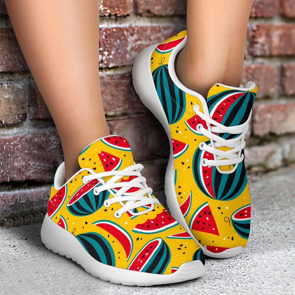 Yellow Watermelon Pieces Pattern Print Sport Shoes GearFrost