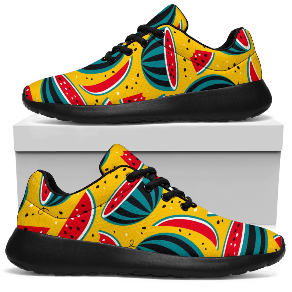 Yellow Watermelon Pieces Pattern Print Sport Shoes GearFrost