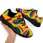 Yellow Watermelon Pieces Pattern Print Sport Shoes GearFrost