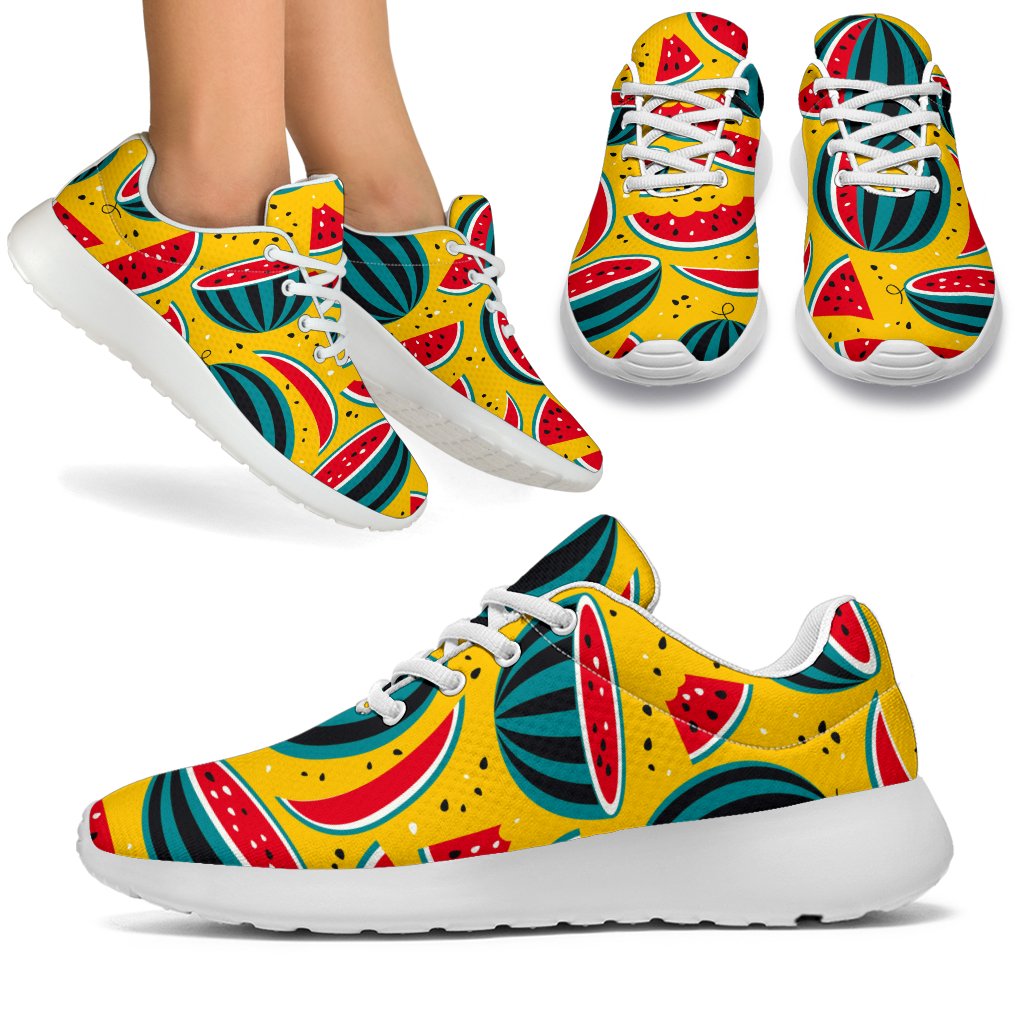 Yellow Watermelon Pieces Pattern Print Sport Shoes GearFrost