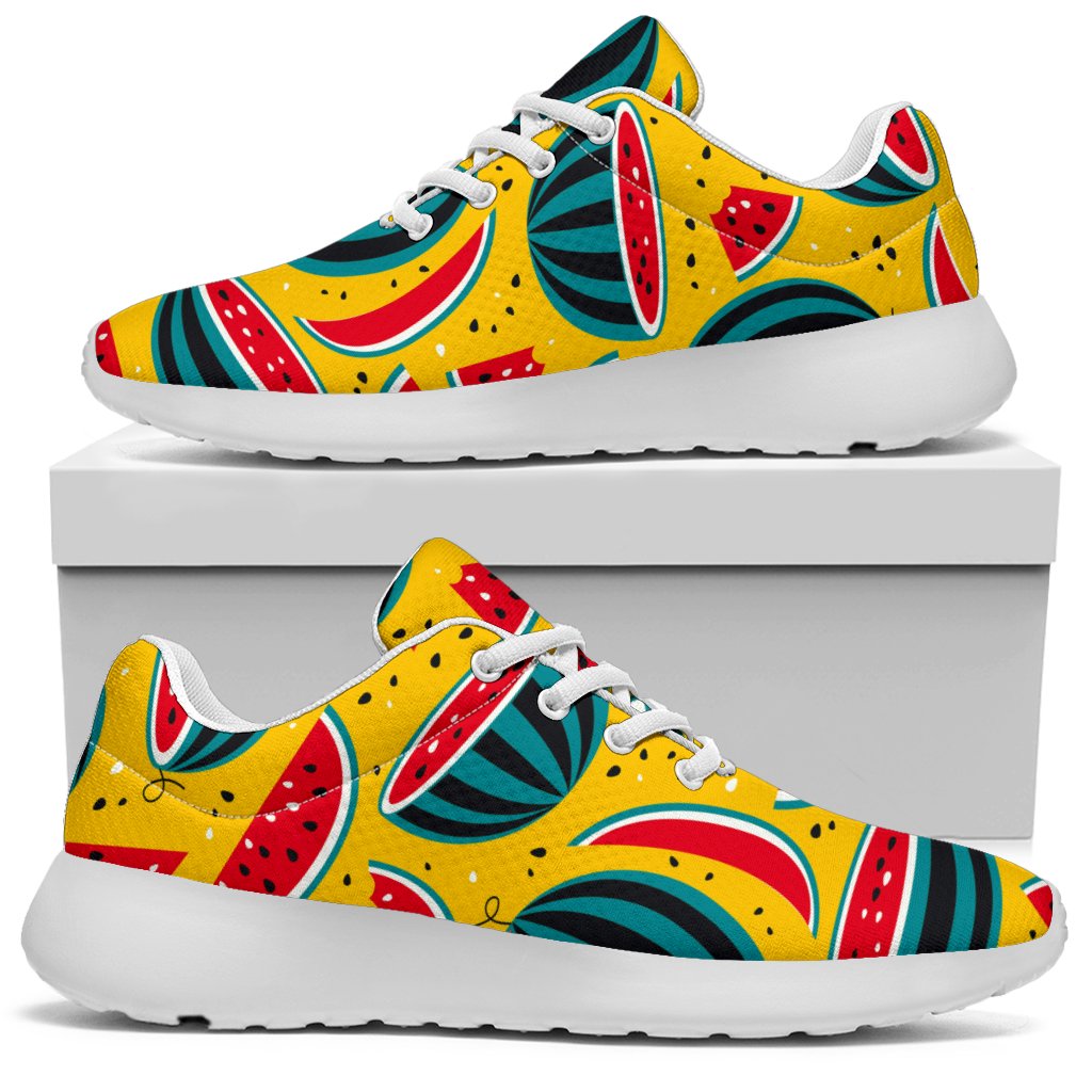 Yellow Watermelon Pieces Pattern Print Sport Shoes GearFrost