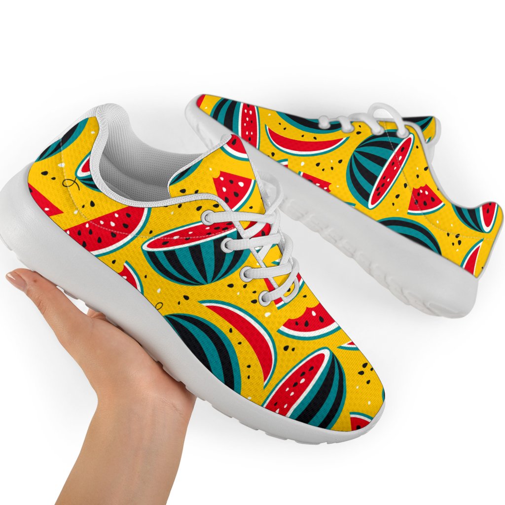 Yellow Watermelon Pieces Pattern Print Sport Shoes GearFrost