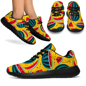 Yellow Watermelon Pieces Pattern Print Sport Shoes GearFrost