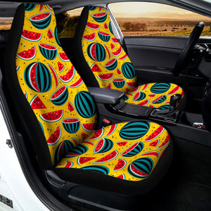 Yellow Watermelon Pieces Pattern Print Universal Fit Car Seat Covers