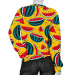 Yellow Watermelon Pieces Pattern Print Women's Crewneck Sweatshirt GearFrost