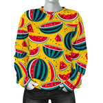 Yellow Watermelon Pieces Pattern Print Women's Crewneck Sweatshirt GearFrost