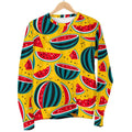Yellow Watermelon Pieces Pattern Print Women's Crewneck Sweatshirt