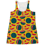 Yellow Watermelon Pieces Pattern Print Women's Racerback Tank Top