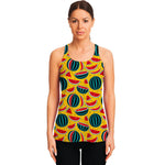 Yellow Watermelon Pieces Pattern Print Women's Racerback Tank Top