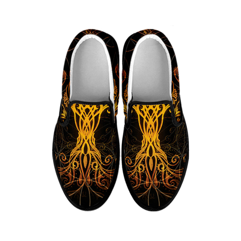 Yggdrasil Tree Of Life Print Black Slip On Shoes