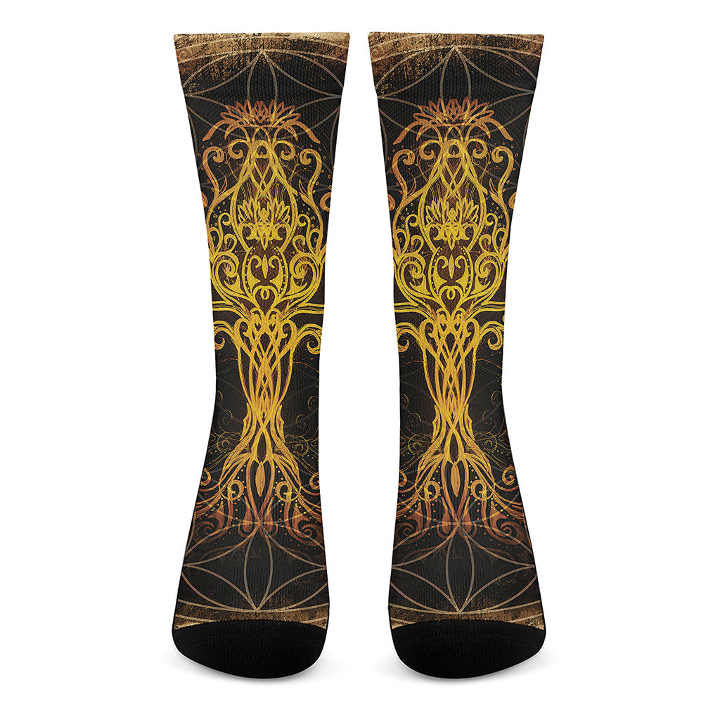 Yggdrasil Tree Of Life Print Crew Socks