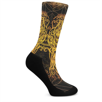 Yggdrasil Tree Of Life Print Crew Socks
