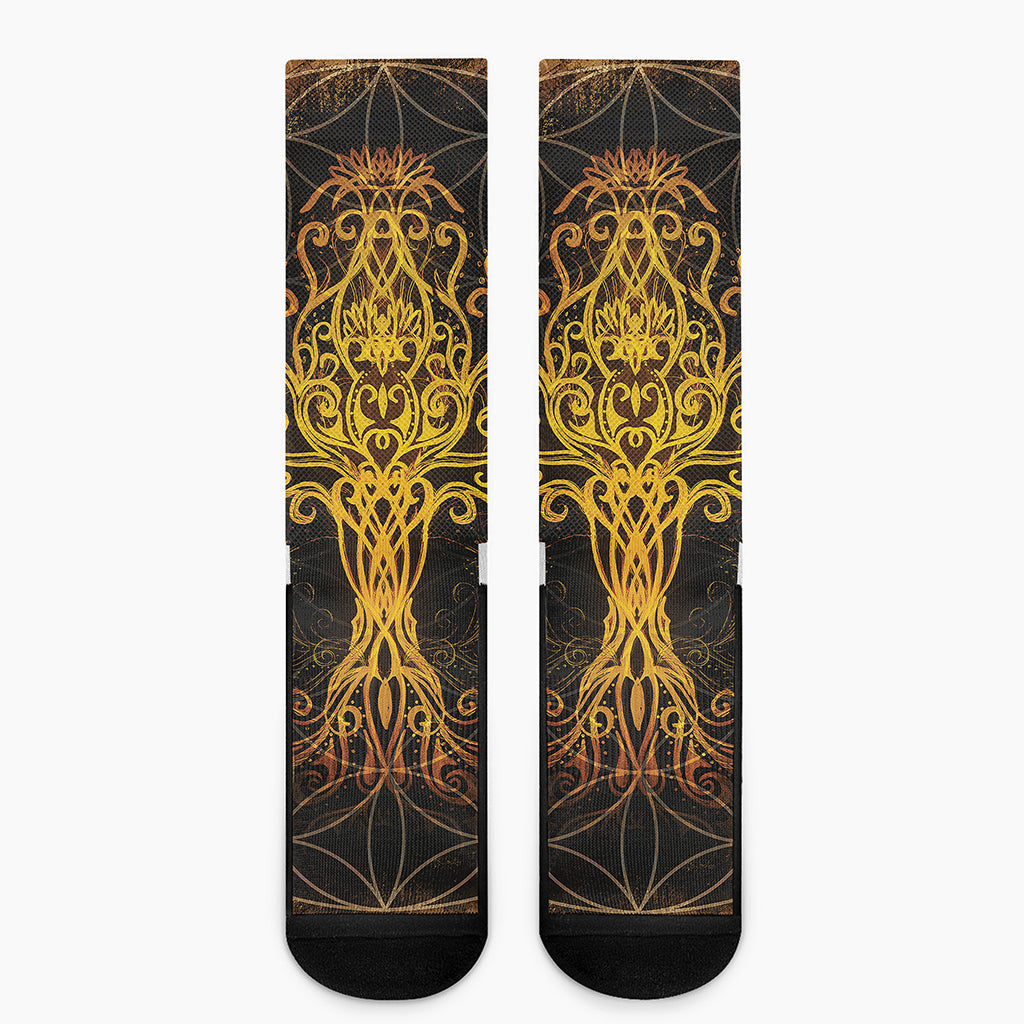 Yggdrasil Tree Of Life Print Crew Socks