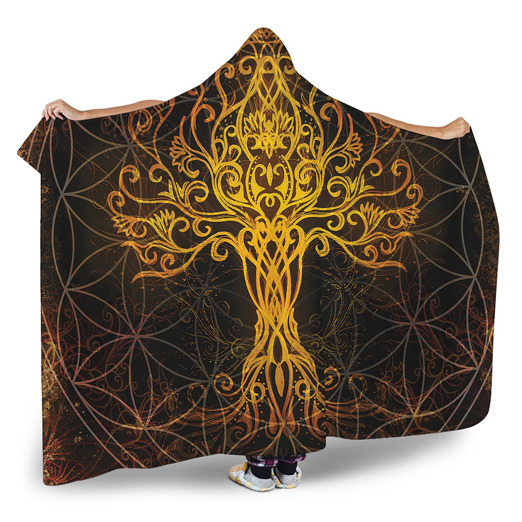 Yggdrasil Tree Of Life Print Hooded Blanket