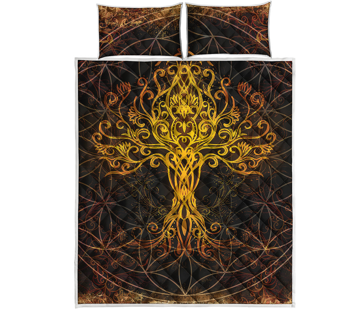 Yggdrasil Tree Of Life Print Quilt Bed Set
