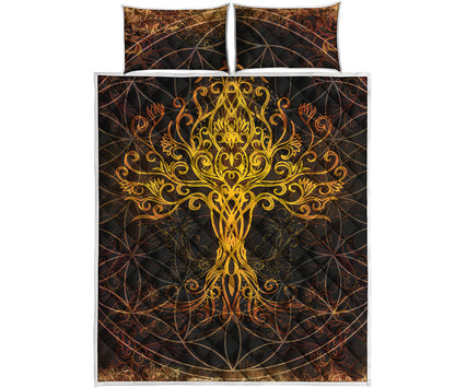 Yggdrasil Tree Of Life Print Quilt Bed Set
