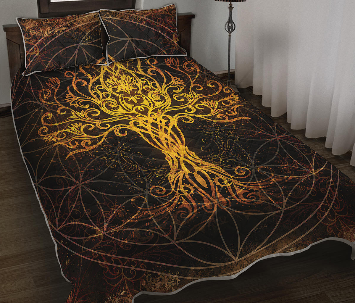 Yggdrasil Tree Of Life Print Quilt Bed Set