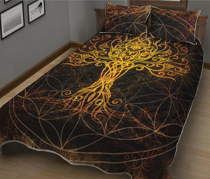 Yggdrasil Tree Of Life Print Quilt Bed Set