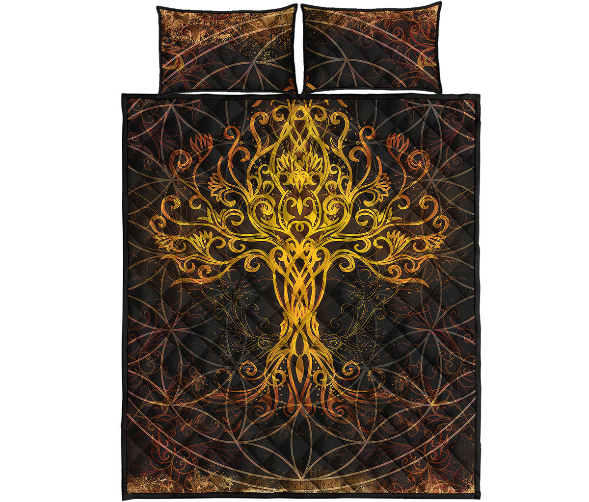 Yggdrasil Tree Of Life Print Quilt Bed Set