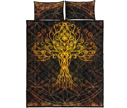 Yggdrasil Tree Of Life Print Quilt Bed Set
