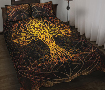 Yggdrasil Tree Of Life Print Quilt Bed Set