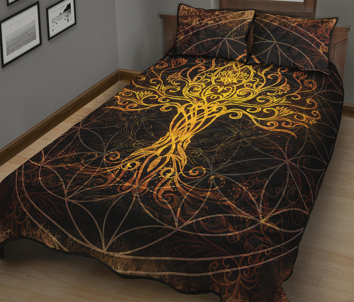 Yggdrasil Tree Of Life Print Quilt Bed Set