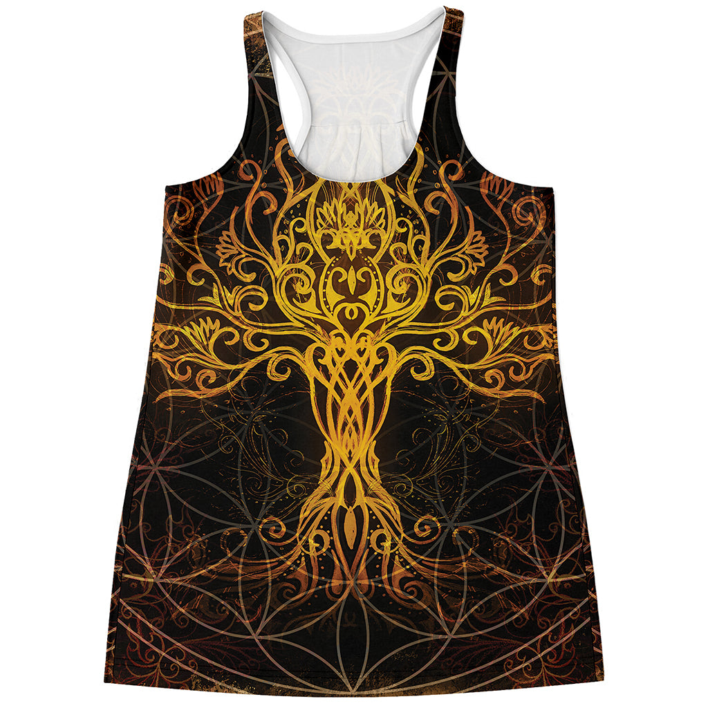 Yggdrasil Tree Of Life Print Women's Racerback Tank Top