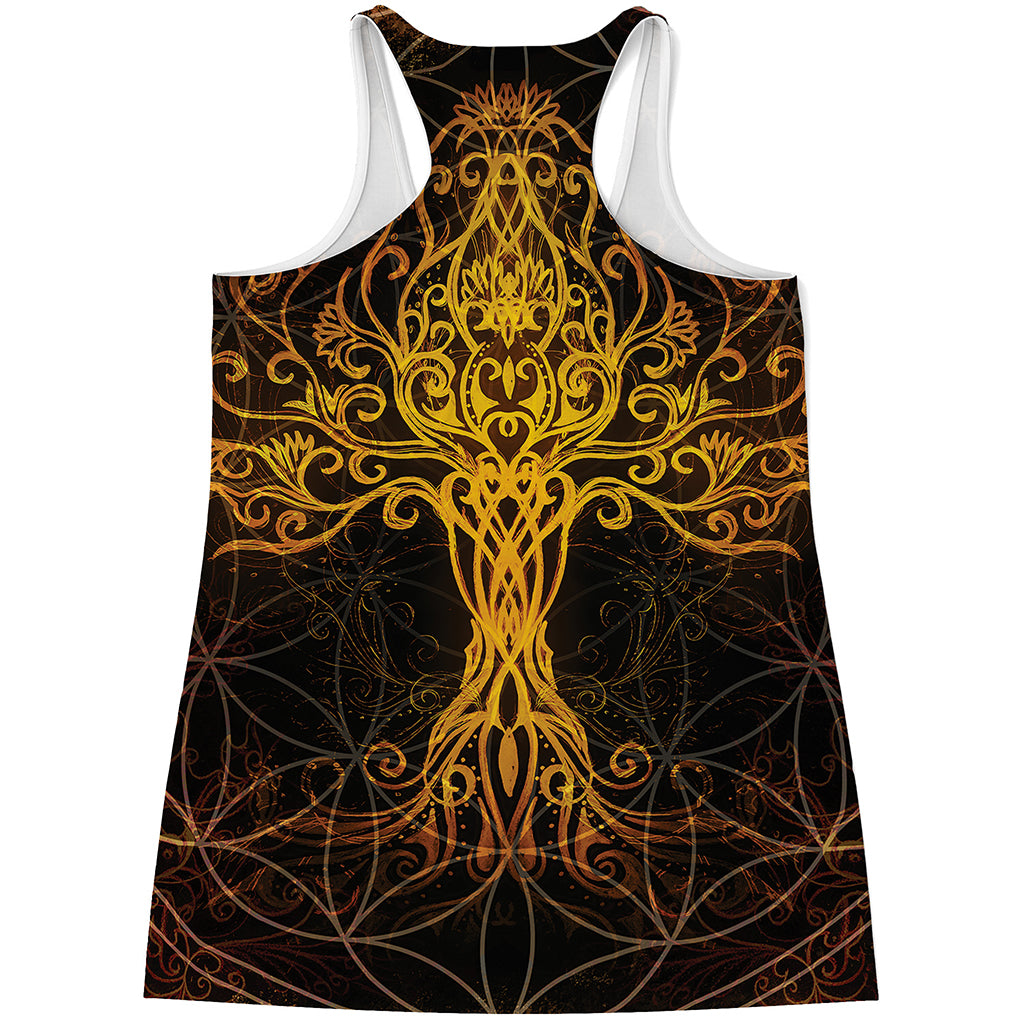 Yggdrasil Tree Of Life Print Women's Racerback Tank Top