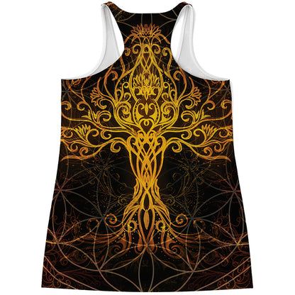 Yggdrasil Tree Of Life Print Women's Racerback Tank Top