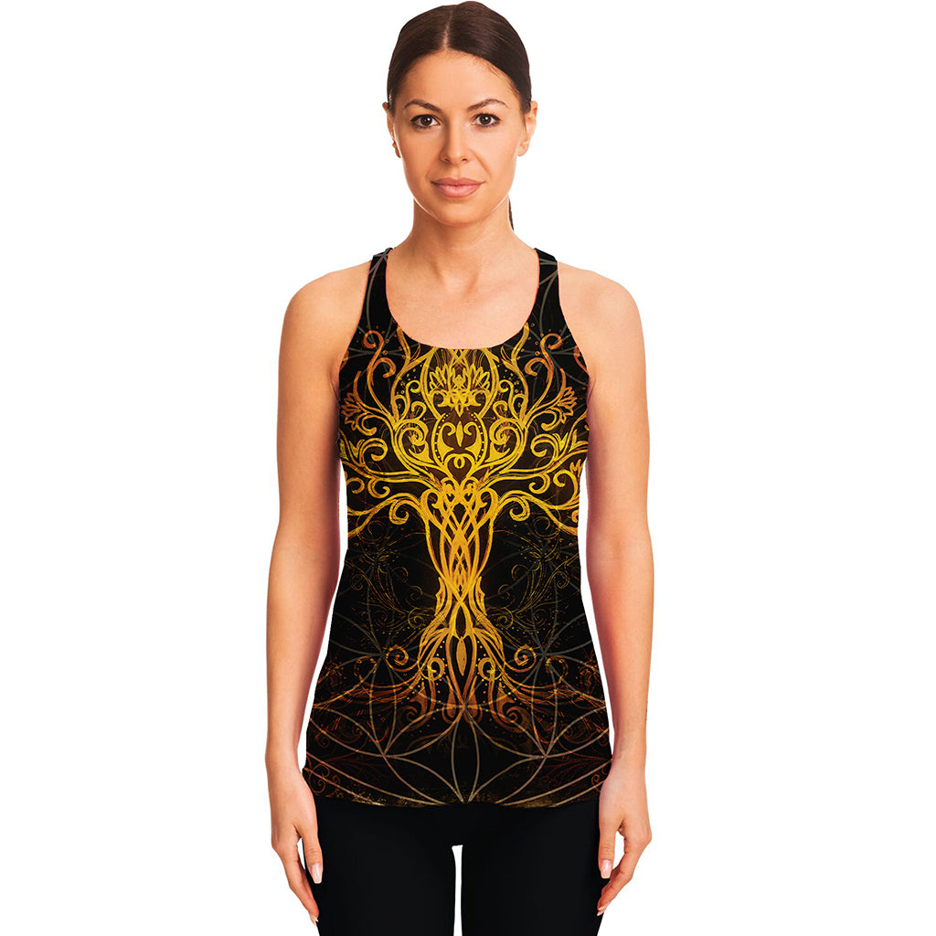 Yggdrasil Tree Of Life Print Women's Racerback Tank Top