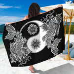 Yin And Yang Koi Carp Fish Print Beach Sarong Wrap