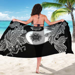 Yin And Yang Koi Carp Fish Print Beach Sarong Wrap