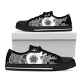 Yin And Yang Koi Carp Fish Print Black Low Top Sneakers