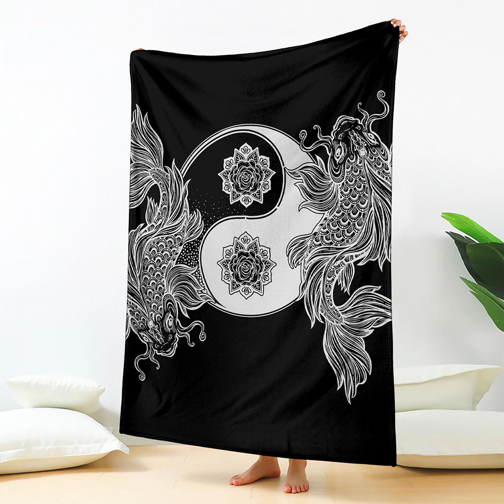 Yin And Yang Koi Carp Fish Print Blanket