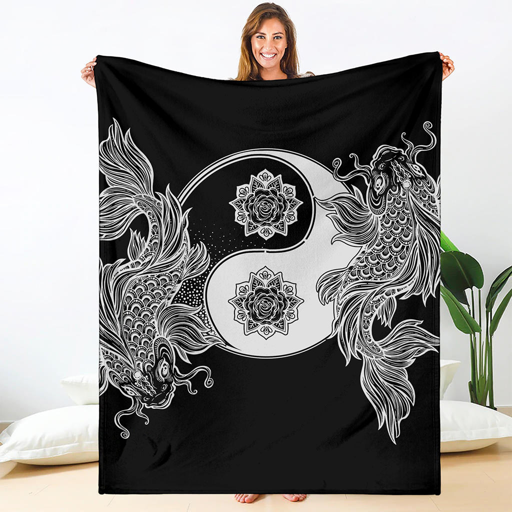 Yin And Yang Koi Carp Fish Print Blanket