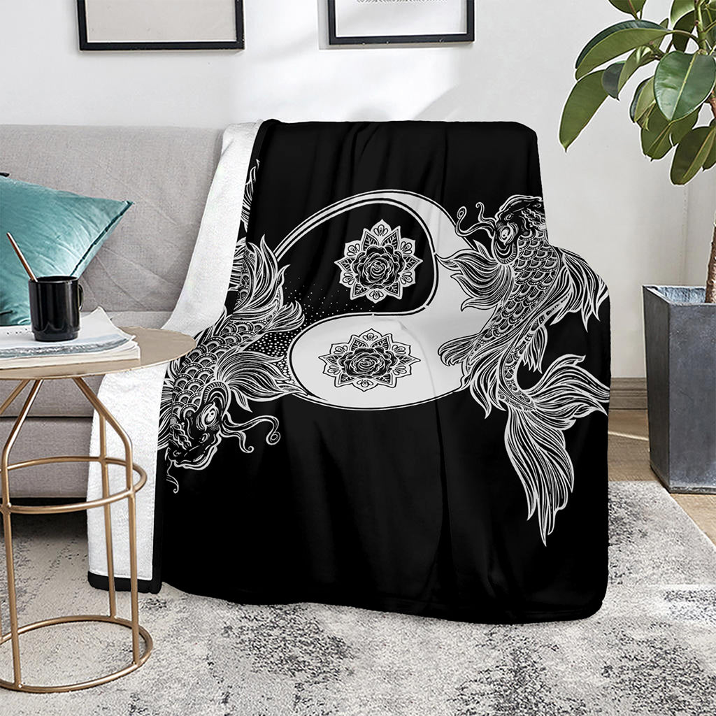 Yin And Yang Koi Carp Fish Print Blanket