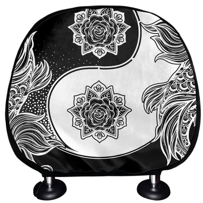 Yin And Yang Koi Carp Fish Print Car Headrest Covers