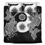 Yin And Yang Koi Carp Fish Print Duvet Cover Bedding Set