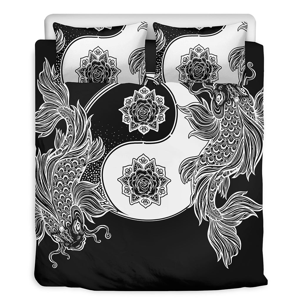 Yin And Yang Koi Carp Fish Print Duvet Cover Bedding Set