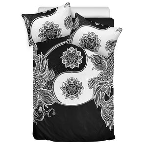 Yin And Yang Koi Carp Fish Print Duvet Cover Bedding Set