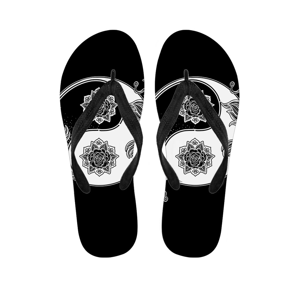 Yin And Yang Koi Carp Fish Print Flip Flops