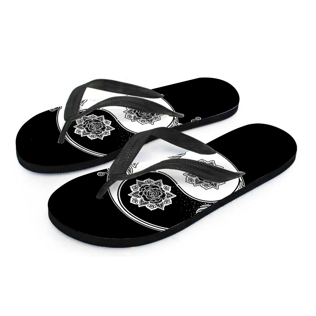 Yin And Yang Koi Carp Fish Print Flip Flops