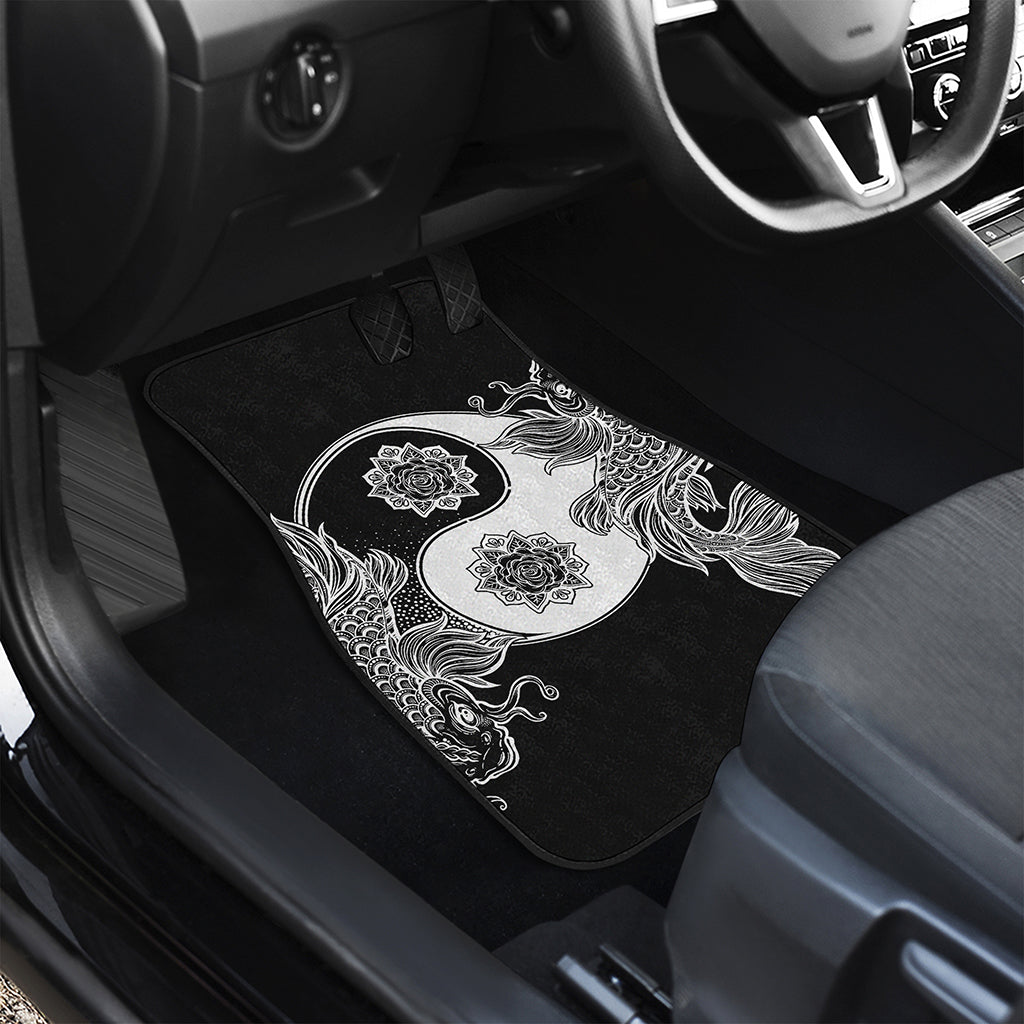 Yin And Yang Koi Carp Fish Print Front and Back Car Floor Mats