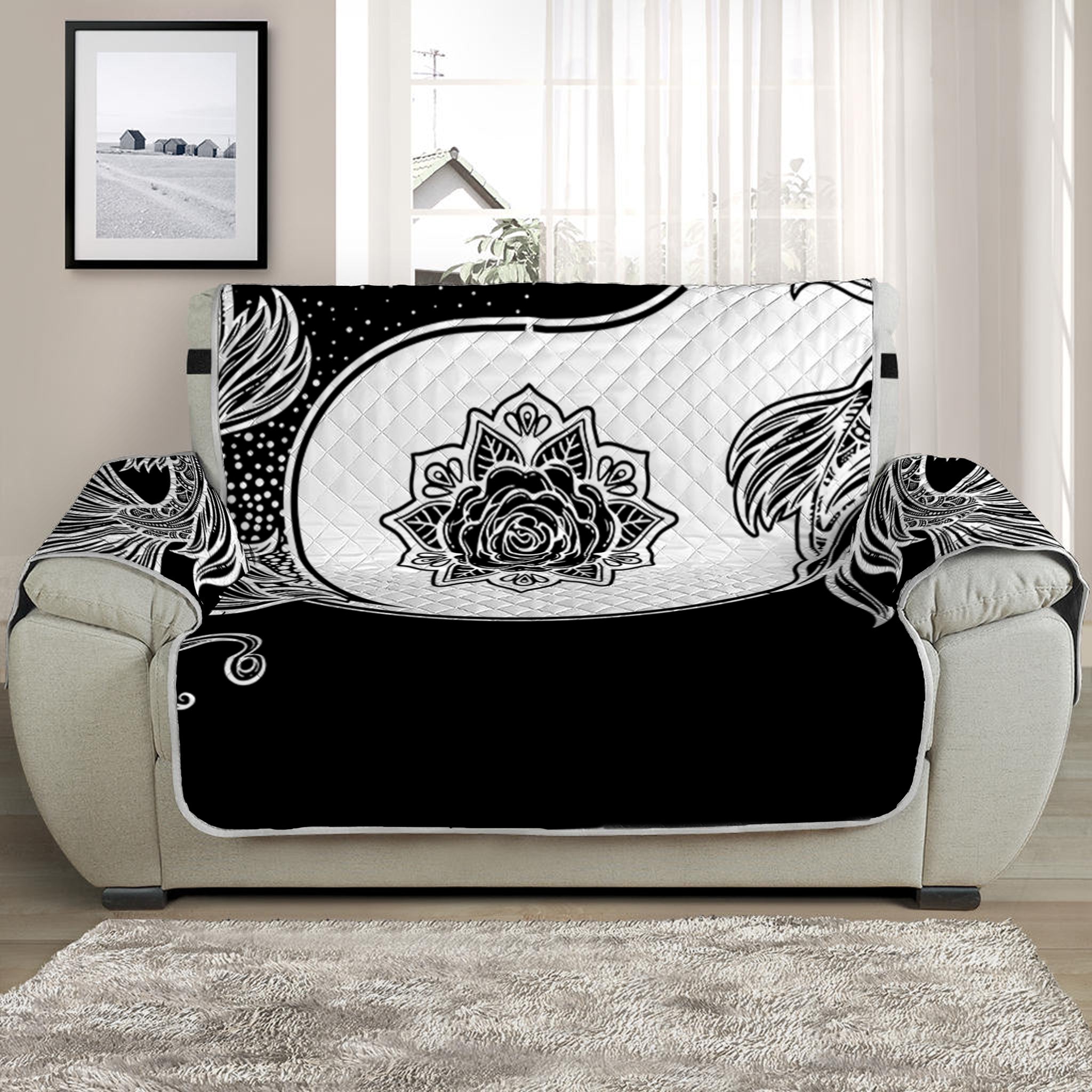 Yin And Yang Koi Carp Fish Print Half Sofa Protector