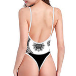 Yin And Yang Koi Carp Fish Print High Cut One Piece Swimsuit