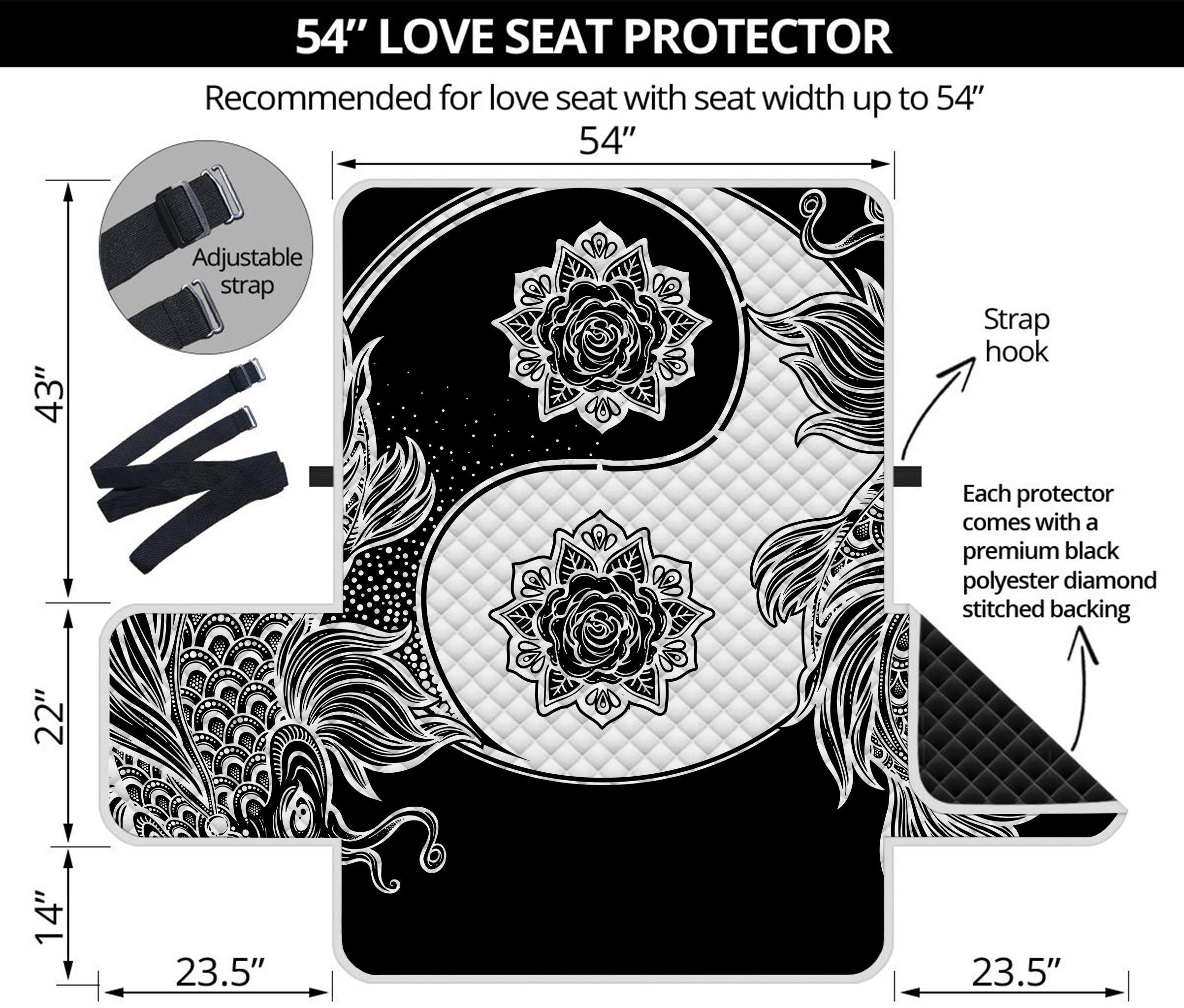 Yin And Yang Koi Carp Fish Print Loveseat Protector