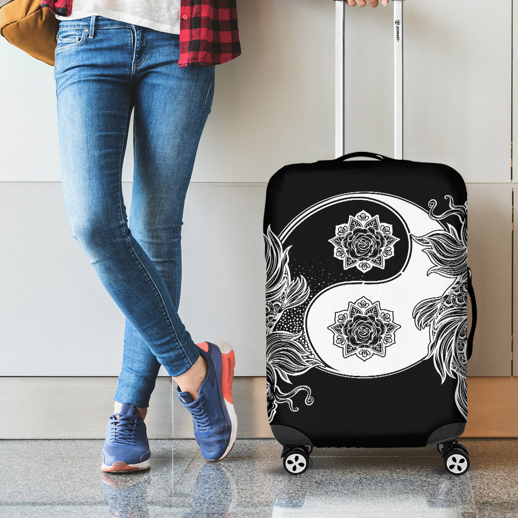 Yin And Yang Koi Carp Fish Print Luggage Cover