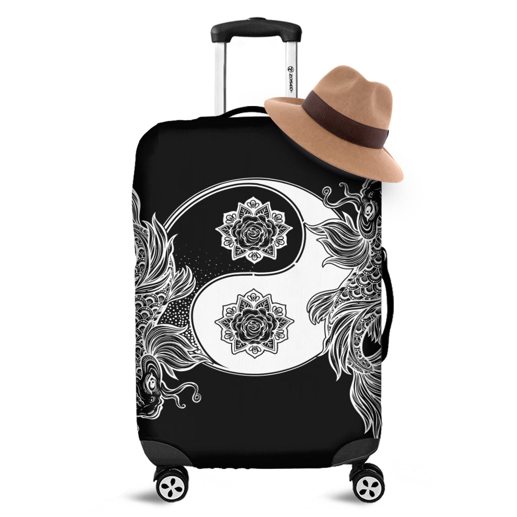 Yin And Yang Koi Carp Fish Print Luggage Cover